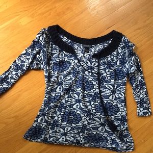 Lucky Brand Top with Macrame detail.